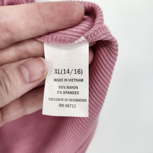 Colorful Planet Womens Ribbed Henley Top Size XL Mauve Lace Trim Y2K‎ Retro 90s - Picture 5 of 7